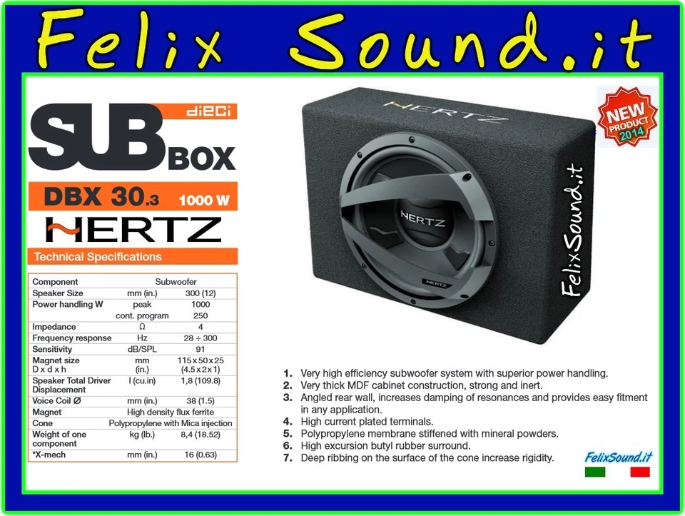 HERTZ DBX 30.3 SUBWOOFER  1000 WATT MAX  POWER  PASSIVO   IN CASSA   CHIUSA  - Immagine 1 di 1