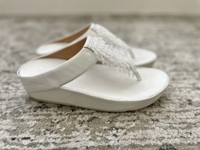 Sandalias FitFlop Rumba Cuentas Blancas Talla 7 Mujer Boho Foto 1 de 4