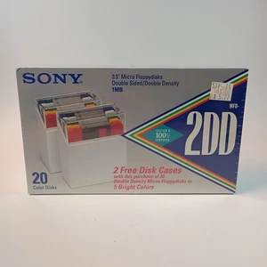 Vintage NEU Box mit 20 Sony MFD-2DD 1MB 3,5 Double Density Micro Floppy & 2 Hüllen - Bild 1 von 9