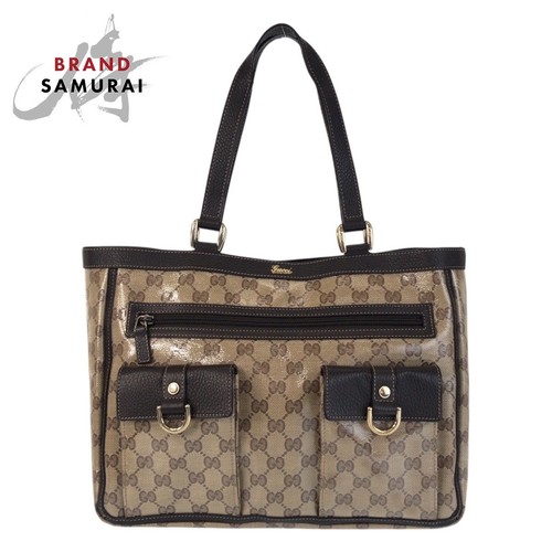 Gucci Gg Crystal beige marrone oro ferramenta rivestita tela pelle 268639 tote b
