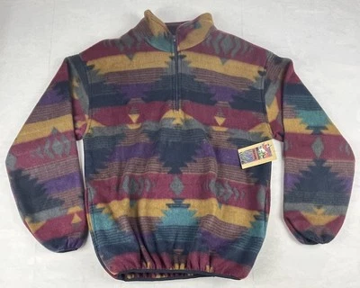 FieldMaster 1/4 Zip Men M Multicolor Fleece Pullover Aztec Southwestern Vtg NWT - Image 1 of 4