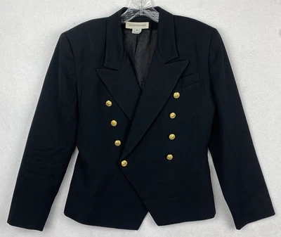 Jones Нью-Йорк женщин 8 черный 100% шерсти золото кнопка костюм Blazer пальто куртка - Изображение 1 из 4