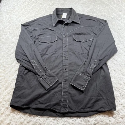 Camisa De Colección Rustler Para Hombres XL Negra Perla Occidental A Presión LS Brushpopper Wrangler Y2K Foto 1 de 4