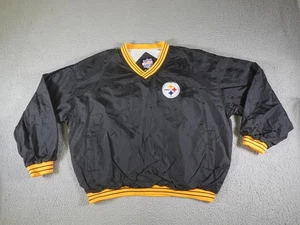 Vintage Pittsburgh Steelers Jacket Mens XL Black NFL Windbreaker Game Day 90s - Picture 1 of 12
