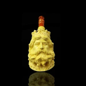 Crown King Pipe By EGE Handmade Block Meerschaum-NEW With Fitted Case CASE#860 - Picture 1 of 10