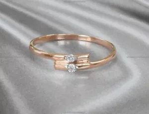 Gift For Her 14k Yellow Gold Natural Diamond Bypass Band Birthday Ring - Picture 1 of 6