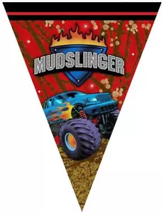 Mudslinger Monster Truck Rally Birthday Party Decoration Pennant Banner - Picture 1 of 2