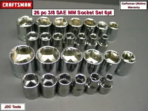 CRAFTSMAN 26 pc 3/8 SAE METRIC MM 6pt ratchet wrench socket set 23 - Picture 1 of 6