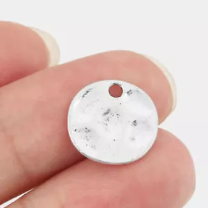 30PCS Silver Hammered Small Round Coin Charms for Necklace Bracelet Making DIY - Bild 1 von 5