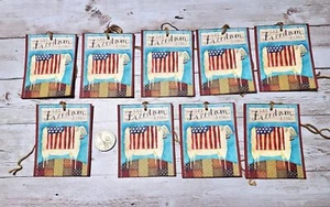 9~Primitivo~4 de julio~Patriótico~Ovejas~Cartutería de lino~Regalo~Colgar~Etiquetas~Ornias - Imagen 1 de 1