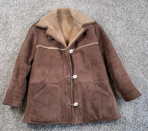 VTG Overland Sheepskin Shearling Coat Women's 16 Brown Jacket Rancher Western - Picture 1 of 22