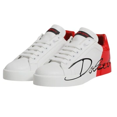 DOLCE & GABBANA Shoes White Red Logo Portofino Sneakers EU36 / US5.5 RRP 680usd - Image 1 of 4