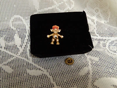 Muñeca troll vintage alfiler metal tono dorado con pelo rojo - naranja buen estado Foto 1 de 4