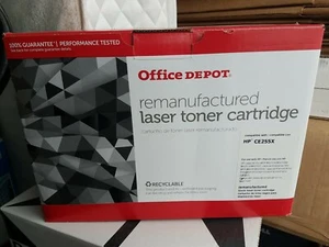 Office Depot Marke für HP CE255X wiederaufbereiteter schwarzer Toner mit hoher Kapazität neu - Bild 1 von 4