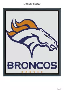 Broncos denver blanket pattern, 50x60", written and graph included - Picture 1 of 1