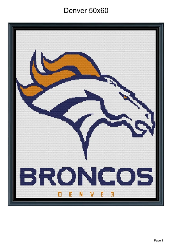Broncos denver blanket pattern, 50x60", written and graph included - Image 1 of 1