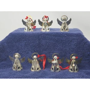 Vintage Silver Tone Angel Christmas Ornaments Musicians Set of 7 - Picture 1 of 8