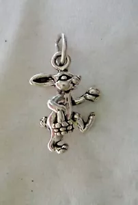 Sterling Silber 3D 15x12mm Ostern Hase Hase mit Eierkorb Charm - Bild 1 von 6