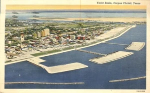 Postal de 1941 Yacht Basin Corpus Christi Texas vista aérea - Imagen 1 de 2