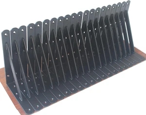 12 Pack L8" X H 6" Black Heavy Duty Shelf Brackets with Screws Metal Shelf Brack - Picture 1 of 12