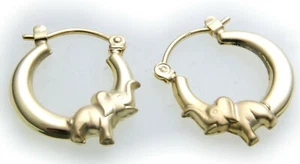 Pendientes infantiles criollo elefante 3D oro auténtico 333 criollos plegables oro amarillo calidad - Imagen 1 de 1