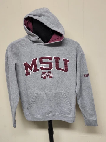 Mississippi State University Bulldogs Mens Size Small Gray Hooded Sweatshirt Cover
