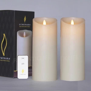 Luminara Flameless Scented Pillar Battery Candles Set of 2 with Timer 9" Ivory - Picture 1 of 7
