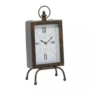 8 in. x 14 in. Brass Metal Standing Stopwatch Analog Clock - Picture 1 of 12
