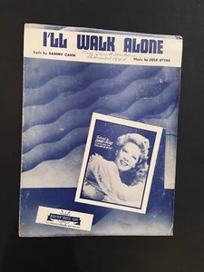 I’ll Walk Alone Piano Sheet Music Sammy Cahn Dinah Shore Jule Styne Vtg 1944 - Picture 1 of 7