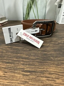 NWT True Religion L/XL Tan Metal Buckle Belt - Picture 1 of 7
