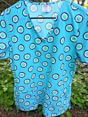 Work wear Scrub top Small Blue Medical Scrubs Vets Nurse Home Healthcare - Image 1 of 4