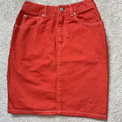 VTG  Ann Taylor Orange Denim Skirt High Waist 5 Pocket Jean Style Size 2 25/19 - Image 1 of 4