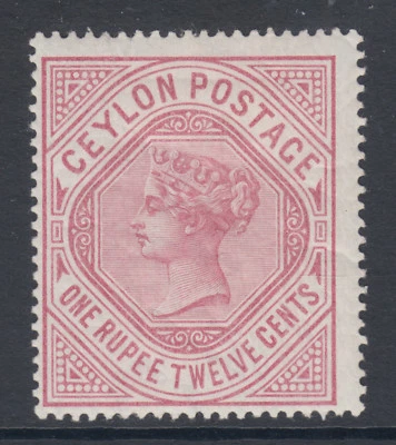 Ceylon SG 201b MLH. 1887 1r12c dull rose QV, wmk upright, crackly OG, fresh. - Image 1 of 2