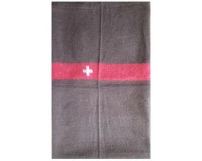 Schweizer Armee Decke Polyester 200 x 150 cm braun mit weißen Kreuz neu