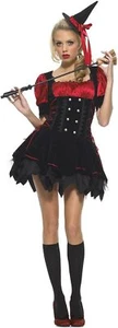 Love Spell Witch Black Red Wicked Fancy Dress Up Halloween Sexy Adult Costume - Picture 1 of 4