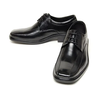 Men's black leather square toe leather open lacing oxfords 1.57" heels - Picture 1 of 10