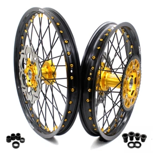 Llantas KKE 21/19" MX para Suzuki RM125 2001-2007 RM250 01-2008 CNC tuercas doradas - Imagen 1 de 13