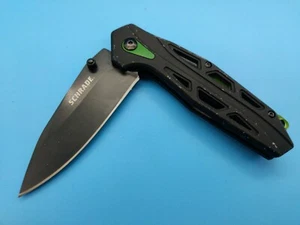 Schrade Linerlock Black/Green Stainless Skeletonized Folding Knife 1100048 - Picture 1 of 3