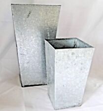 Set of 2 Rustic Metal Galvanized Garden Planters by Kinsman Company-NEW