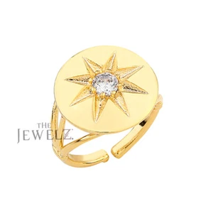 14K Gold 0.10 CT VS/F-G Diamond Engraved Starburst Disc Ring - The Jewelz - Picture 1 of 4