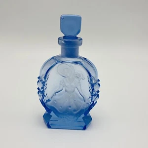 Art Deco Bohemian Perfume Bottle Blue Glass Made in Czechoslovakia Hat Lady - Picture 1 of 14