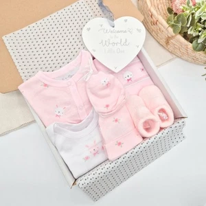 Girls Pink White Bunny and Plaque Hamper Set - Picture 1 of 1