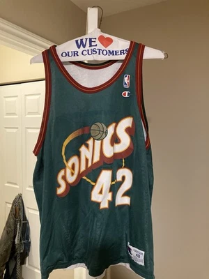 Champion Seattle Supersonics Vin Baker Nba Jersey Size 48 Sonics Reversible Rare - Image 1 of 4