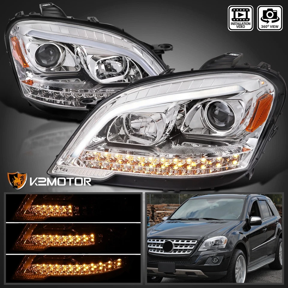 Fits 2009-2011 Mercedes Benz W164 ML320 LED Sequential Strip Projector Headlight Foto 1 de 4