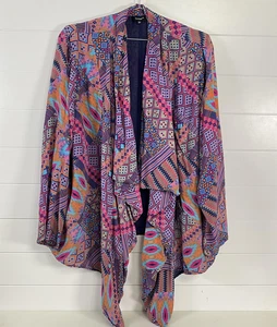 Tolani Kimono Damen 2X Mehrfarbig Seide Wasserfall Boho Geometrisch Azteken Cardigan - Bild 1 von 15
