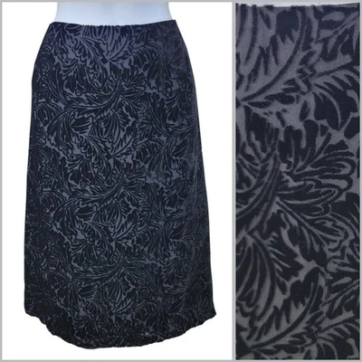 Brooks Brothers Skirt Size 16 Velvet Burn Out Pencil Leaf Print Classic Lined  - Image 1 of 4