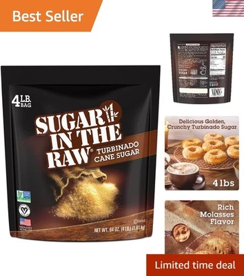 Açúcar turbinado granulado 4 lb - Adoçante natural puro e sem glúten - Imagem 1 de 4