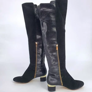 Botas Michael Kors Alaysia Cuero Negro Gamuza Sobre la Rodilla Talla 9.5M - Imagen 1 de 9