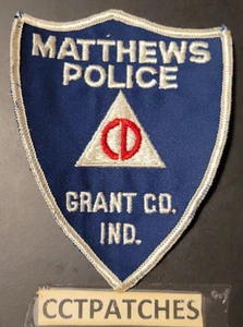 SELTENER MATTHEWS GRANT COUNTY, INDIANA POLIZEI ZIVILER DEFEKT SCHULTERAUFNÄHER IN - Bild 1 von 2