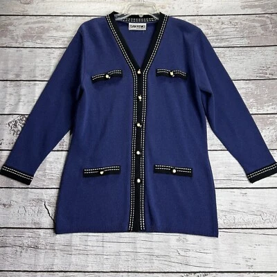 Винтажный вязаный кардиган San Remo Laura свитер на пуговицах женский размер маленький синий - Изображение 1 из 4